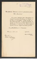 k.k. naturhistorisches Hofmuseum, Intendanzakten 1885-1896 (Hauer), Aktenzahl Z.434/1891, Seite 1